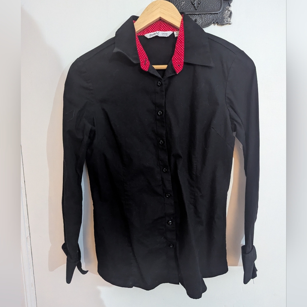 Black Button Down with Red Accents